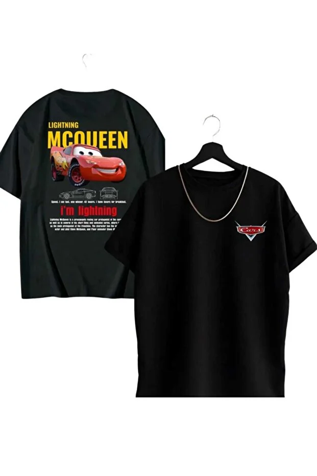 Disney Arabalar Sally Ve Mcqueen Baskılı Oversize Unisex Tshirt